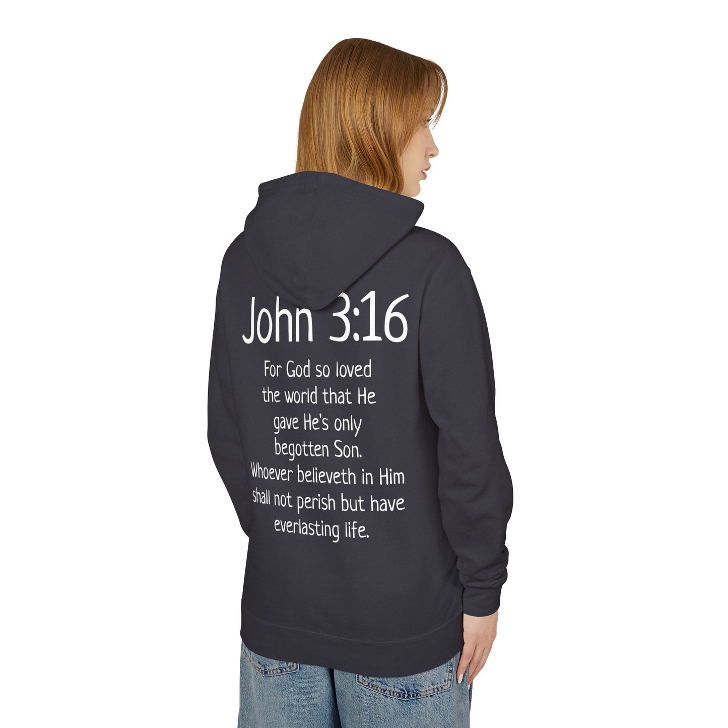 Christian Hoodie "Luke 22:42" with john 3:16 on the back, W&W product line