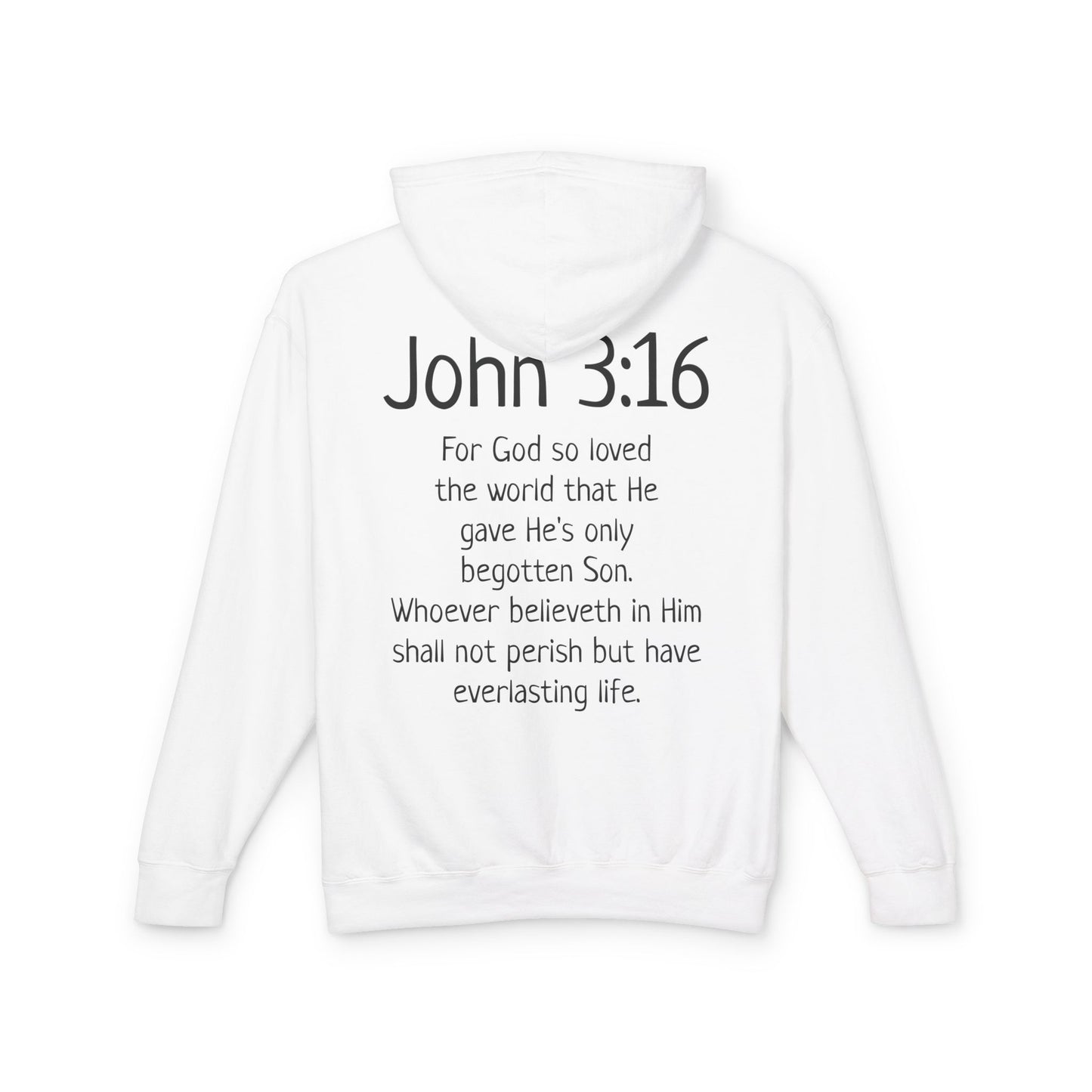 Christian Hoodie "Luke 22:42" with john 3:16 on the back, W&W product line