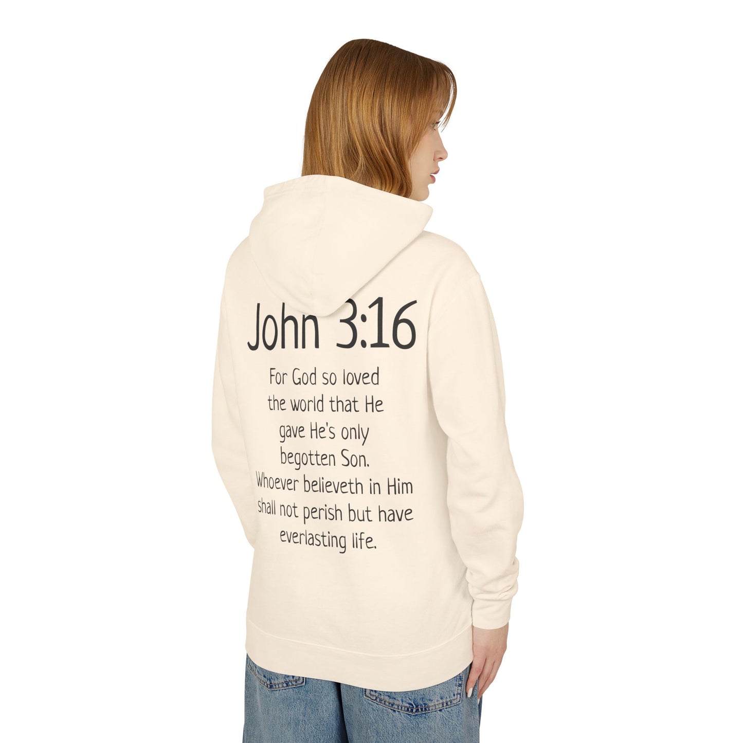 Christian Hoodie "Luke 22:42" with john 3:16 on the back, W&W product line