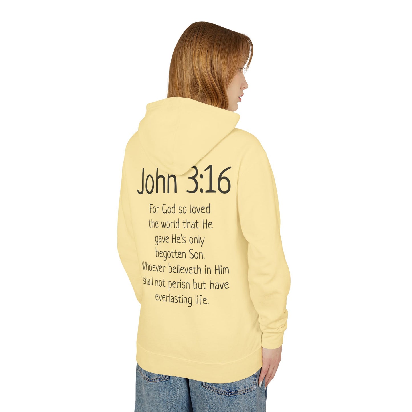 Christian Hoodie "Luke 22:42" with john 3:16 on the back, W&W product line
