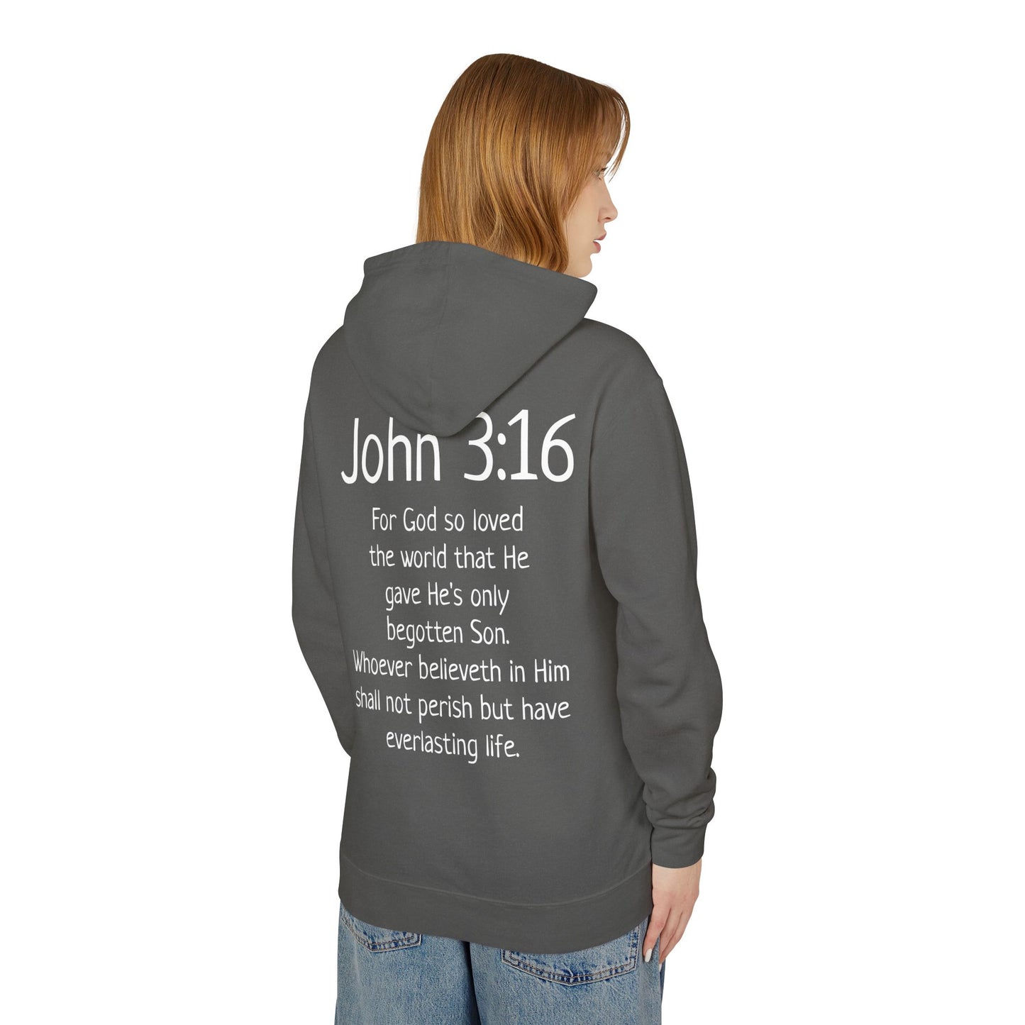 Christian Hoodie "Luke 22:42" with john 3:16 on the back, W&W product line