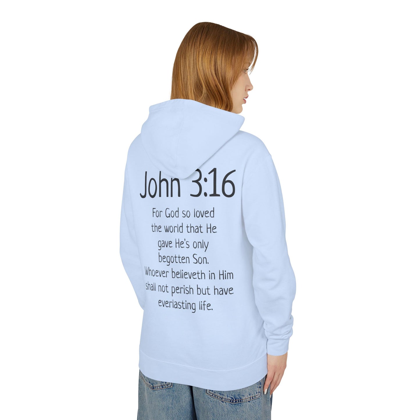 Christian Hoodie "Luke 22:42" with john 3:16 on the back, W&W product line