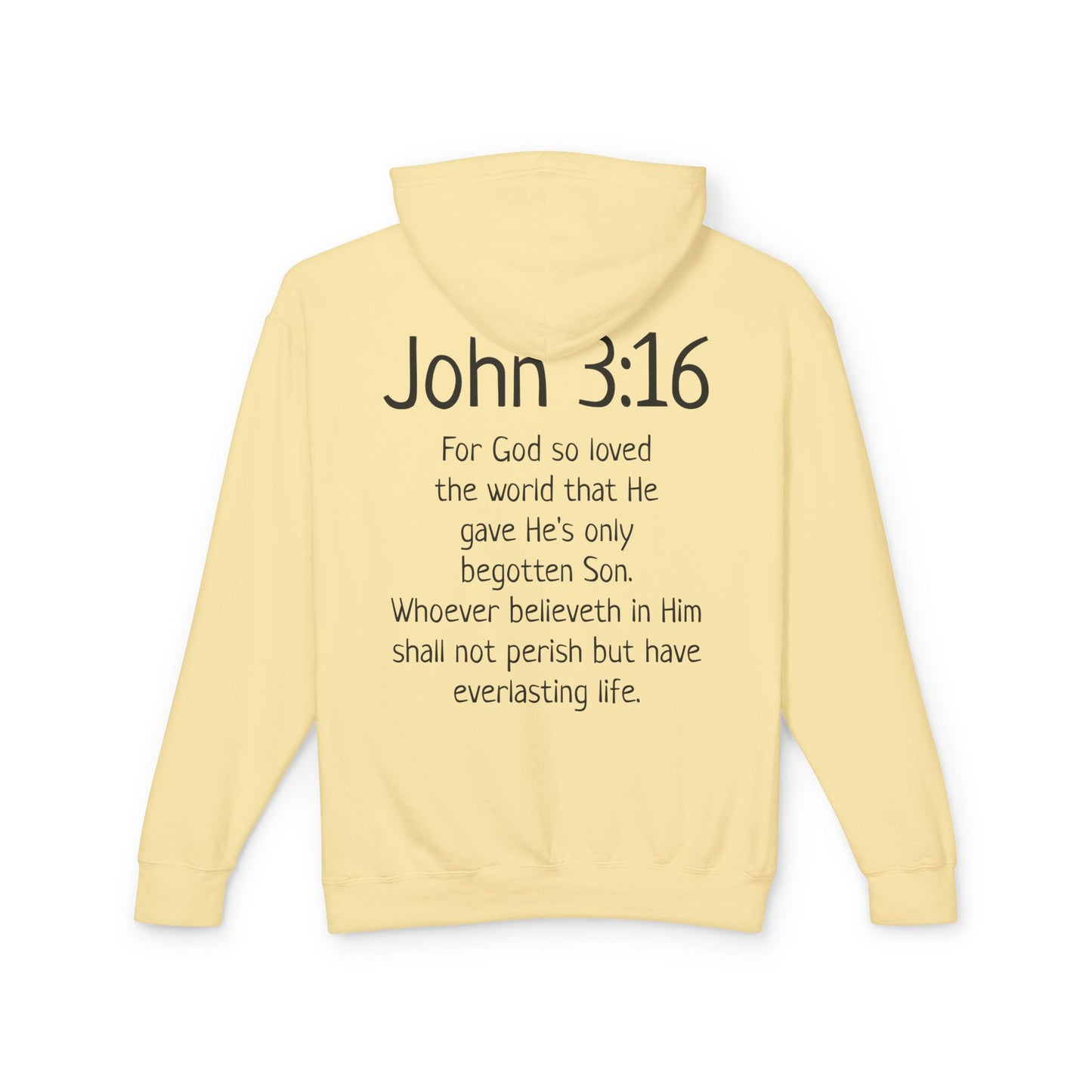 Christian Hoodie "Luke 22:42" with john 3:16 on the back, W&W product line